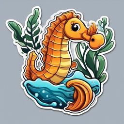 Seahorse cartoon - sea creature that swims upright  cartoon sticker style