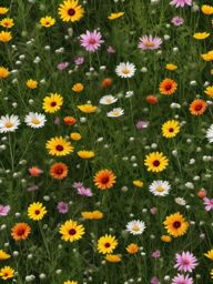 Field of wildflowers top view, photo realistic background, hyper detail, high resolution