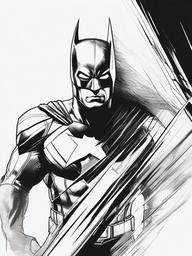 drawing of a superhero in a comic book  minimal rough sketch scribbles,doodles,black and white