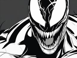 drawing of Venom with a comic style  minimal rough sketch scribbles,doodles,black and white