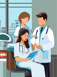 Doctor clipart - doctor consulting with a nurse in a hospital  