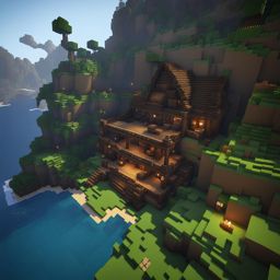 pirate cove hidden in a rocky cove - minecraft house design ideas 