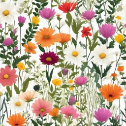 Trailside Flower Garden clipart - A garden of wildflowers, ,vector color clipart,minimal