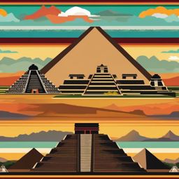 The Pyramids of Teotihuacan clipart - Ancient Mesoamerican pyramids in Mexico, ,color clipart vector style