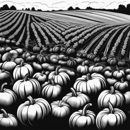 pumpkin clipart black and white in a pumpkin patch - symbolizing the fall season. 