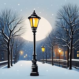 Snowy street lamp sticker- Winter illumination, , sticker vector art, minimalist design