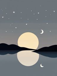 Moon Clipart - A serene moon in the night sky.  color clipart, minimalist, vector art, 