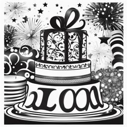 birthday clipart black and white - marking a special occasion. 