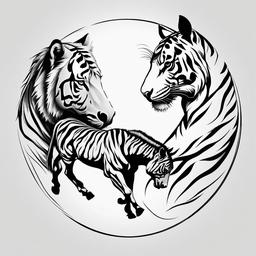 horse and tiger tattoo  simple tattoo,minimalist,white background