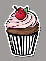 Cupcake Sticker - Cupcake for a delightful treat, ,vector color sticker art,minimal