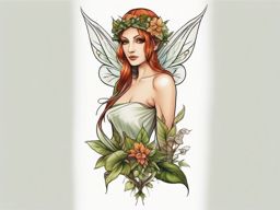 Fairy Tattoo: Garden Elf  simple color tattoo style,white background