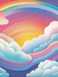 Rainbow Cloud Sticker - Dreamy clouds, ,vector color sticker art,minimal