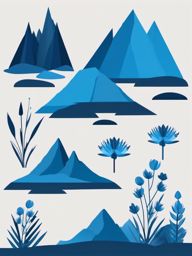 Mountain Blue Fringe Clip Art - Blue fringe flowers in mountain regions,  color vector clipart, minimal style